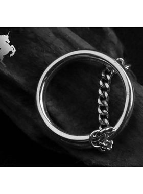 羿采潮人韩版挂链双环银戒指环小指尾戒子潮男女生个性配饰银戒子