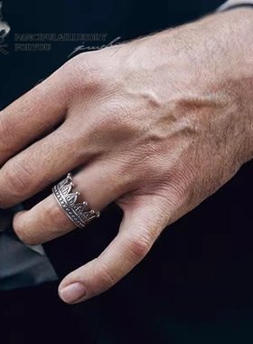 925纯银戒指气质复古皇冠情侣戒