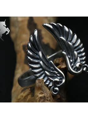 银饰品天使翼男士情侣礼物指环