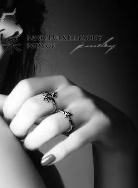 925纯银五角星尾戒情侣戒指