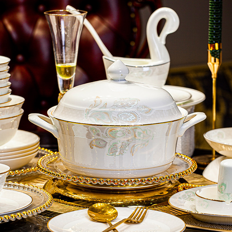 碗家用2025新款高颜值景德镇中式陶瓷骨瓷餐具套装碗盘乔迁新居