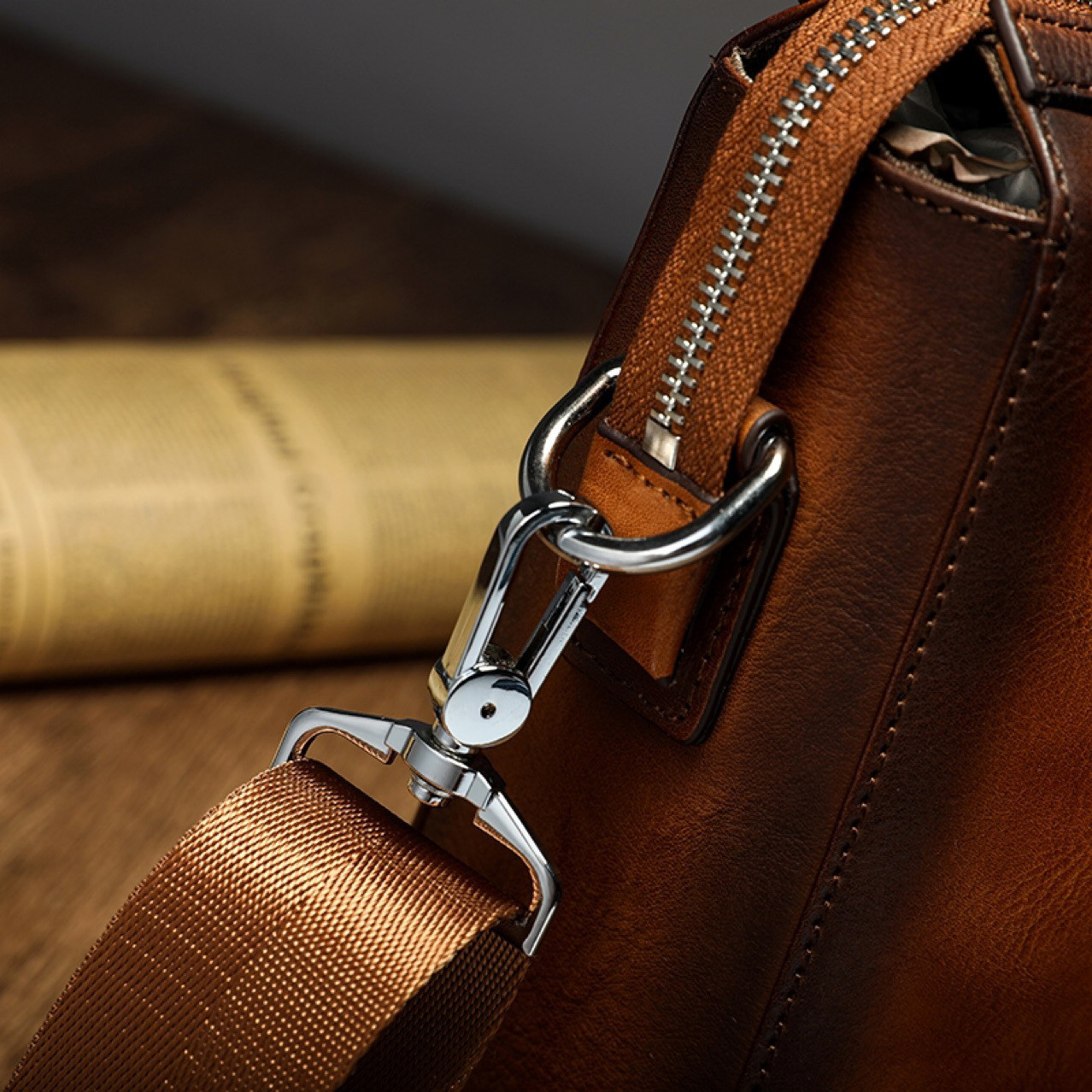First-grain cowhide hand-rubbed men's business bag