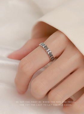 复古铜钱戒指女小众设计开口戒指2024年新款潮时尚个性素圈食指环