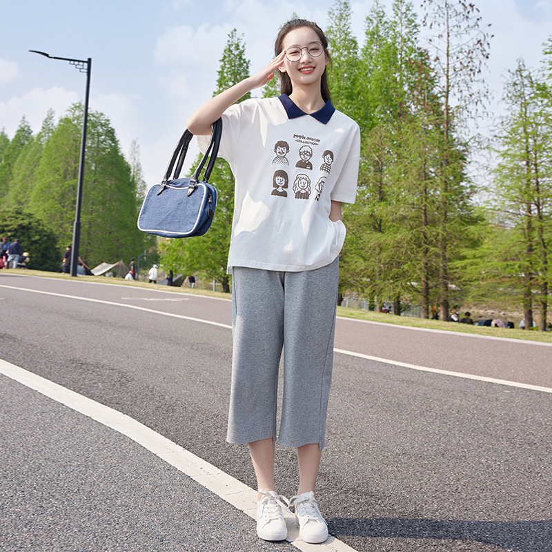 少女初中学生运动休闲套装宽松时尚高中女生夏季13岁15岁女孩夏装