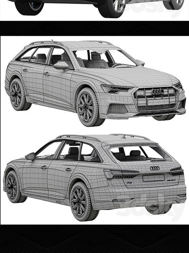 3d新款fbx奥迪A6旅行车max汽车模型素材打印源文件图纸电子文件 - 图3