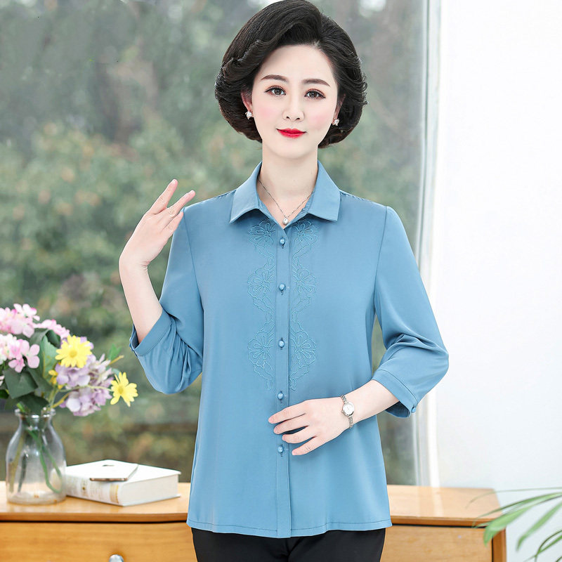 妈妈春装中老年春秋长袖女夏装衬衫 追梦公主服饰中老年女装