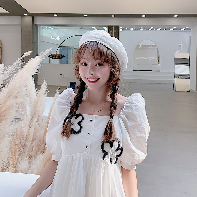 亨特琼斯旗舰店日系chic休闲文艺褶皱贝雷帽子女春夏百搭韩版英伦复古画家蓓蕾帽0