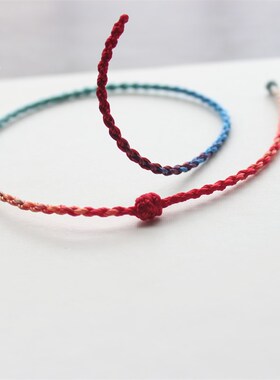 鸿运当头手工编制红绳手链t五彩绳纯手工编绳男女儿童手链手镯定