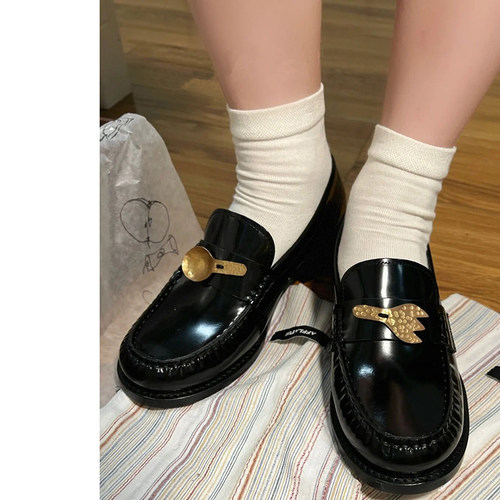 vintage afflatus3小众风平底单鞋勺子叉子餐具英伦风真皮乐福鞋 - 图2
