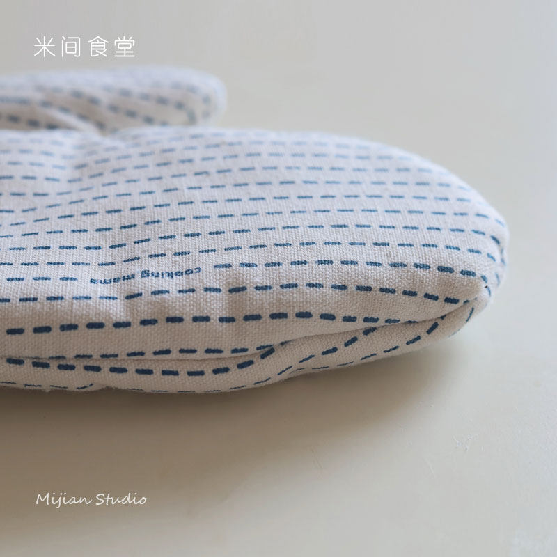 米间食堂 厨房防烫手套ins加厚好看的棉麻微波炉手套烤箱隔热烘焙