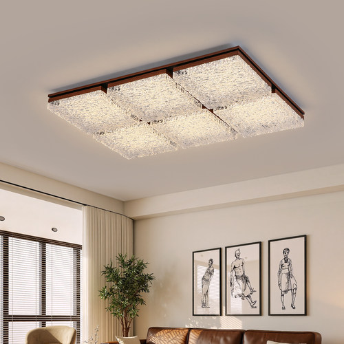 轻奢冰裂纹客厅吸顶灯2025新款意式高级感卧室家用护眼全屋灯具 - 图0