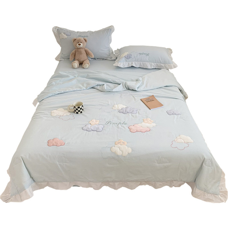 夏季小清新全棉夏被四件套空调被纯棉夏凉被云朵单人可水洗薄被子
