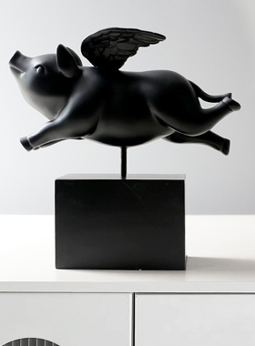 客厅儿童房创意简约招财飞猪摆件