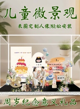 宝宝周岁生日微景观摆台装饰定制