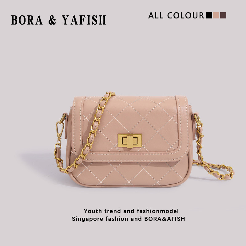 黑色方形包包女2023新款潮韩版时尚菱格链条小方包软皮斜挎单肩包,淘宝优惠券,粉丝福利购,淘宝优惠卷