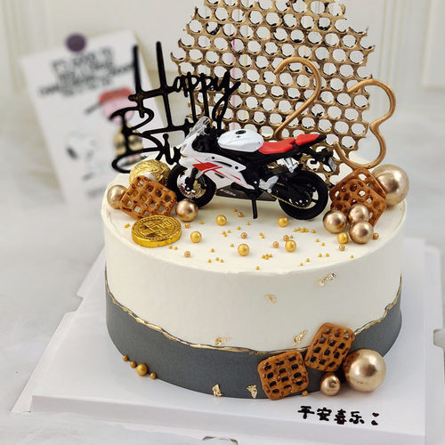 父亲节蛋糕装饰摩托车摆件烘焙配件仿真父亲男友男神生日机车模型 - 图0