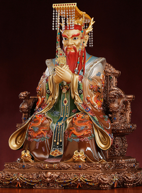 台湾纯铜彩绘龙王爷神像家用供奉