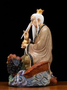 圆通工艺坐龙鸿钧老祖道家供奉像