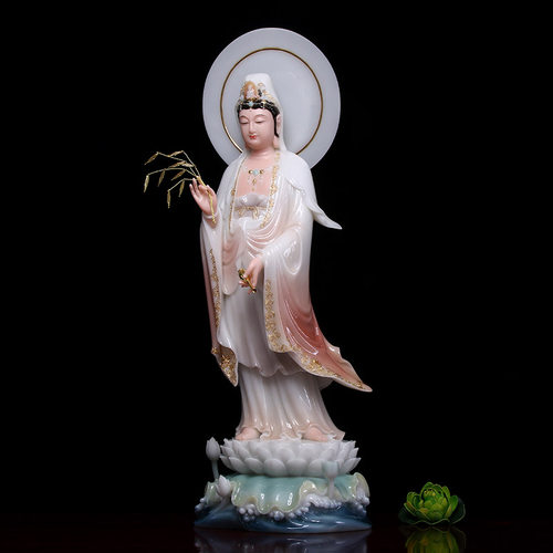 圆通佛具汉白玉西方三圣佛像家用供奉阿弥陀佛观音大势至佛像摆件 - 图2
