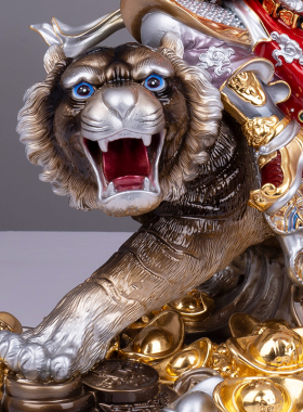 台湾纯铜骑虎武财神赵公明神像