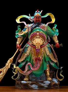 丹彩贴金工艺纯铜伽蓝韦陀佛像