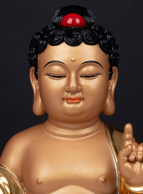 纯铜贴金浴佛莲花太子佛像摆件