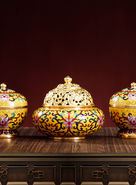 纯铜戒定真香三件套香炉佛具套装