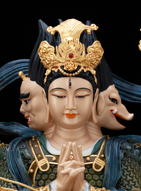 台湾纯铜斗姆元君神像供奉摆件