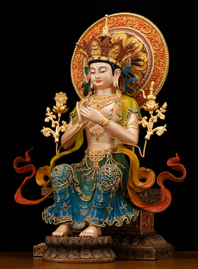 丹彩镶金天官弥勒佛家用供奉摆件