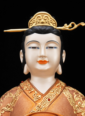 纯铜彩绘金花教主神像供奉摆件