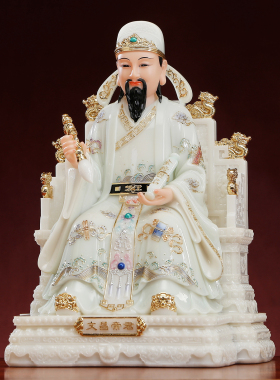 汉白玉天润彩文昌帝君神像摆件