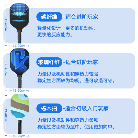pickleball匹克球球拍碳纤维玻纤比赛专业级拍板运动皮克球可定制