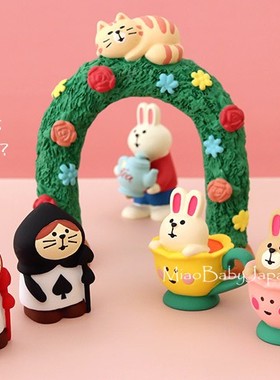 DECOLE树脂摆件爱丽丝花兔猫