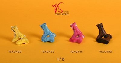 VSTOYS 19xg43 1/6拉链中靴鞋子适合女兵人连脚素体空心靴皮靴-图2