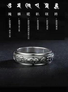 貔貅可转动男士转运戒指