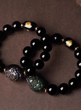 黑曜石本命佛貔貅手串