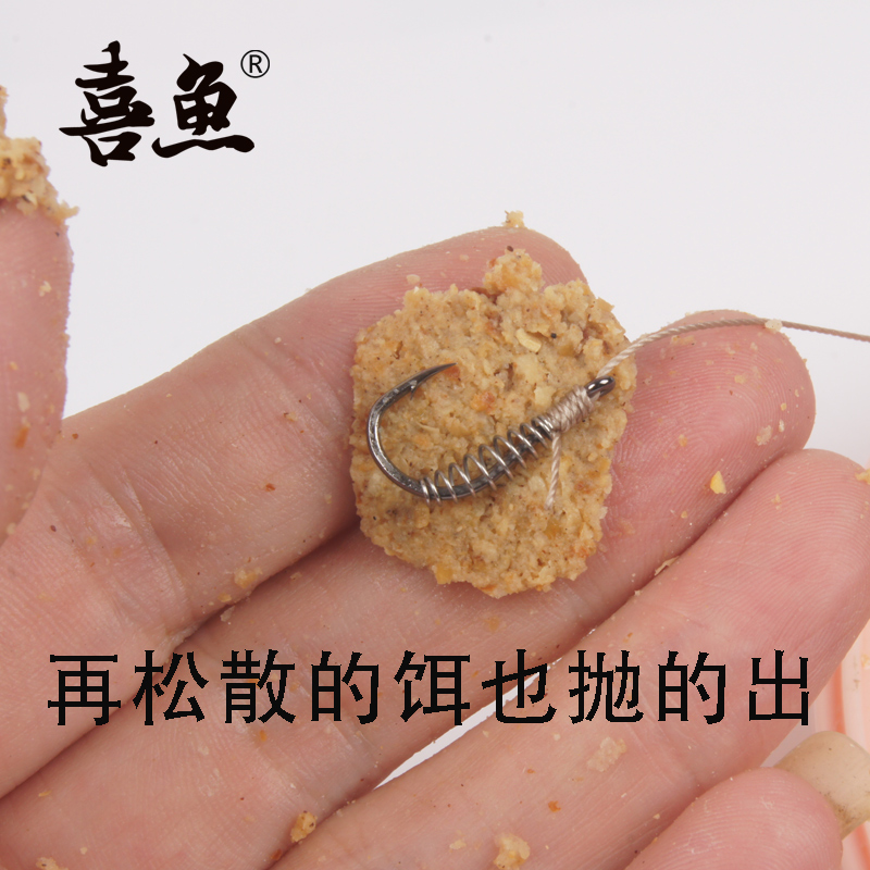 新型子线双钩绑好伊势尼弹簧钩底钓鲢鳙青鱼鲤管付有倒刺鱼钩散钩-图0