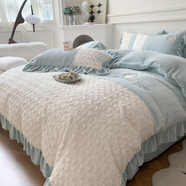 Winter Rabbit Tutu Suede Plus Suede Bed Four Pieces Thickened Double-sided Milk Suede Covered Coral Suede Sheets Princess Wind