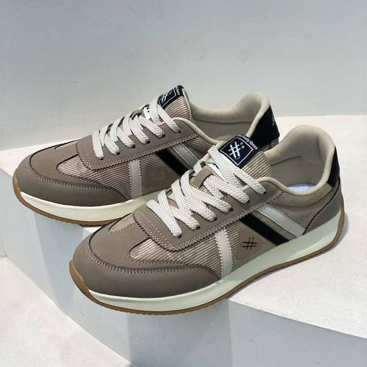 2026春季新款休闲风男士厚底德训鞋透气系带拼色百搭舒适运动鞋子,淘宝优惠券,粉丝福利购,淘宝优惠卷