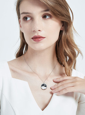 MSOU原创设计星空玛瑙吊坠轻奢925纯银项链女送女友礼物精致银饰