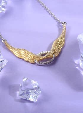 msou天使之翼项链925银原创幸运