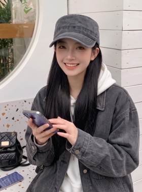 大头围帽子马术帽女复古平顶帽