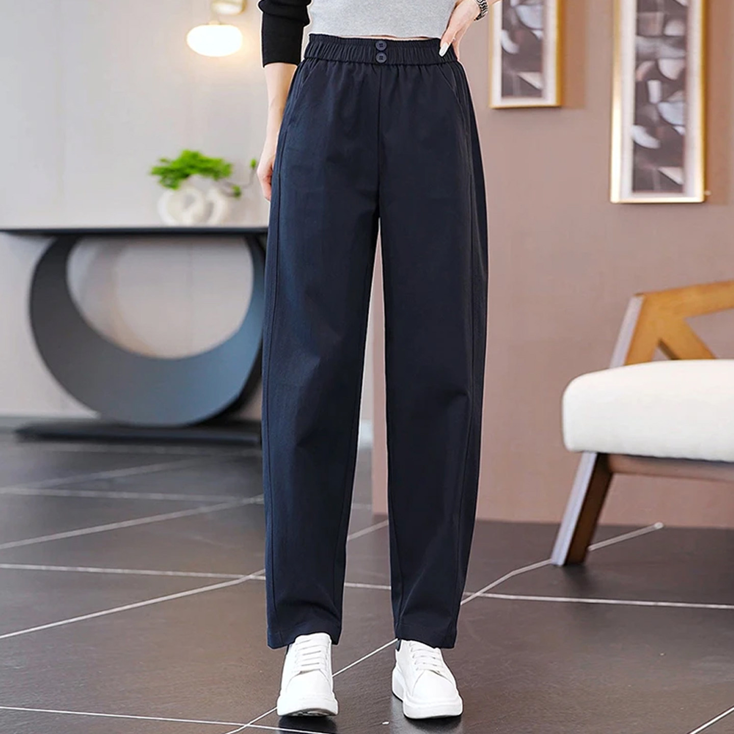 清仓捡漏纯棉休闲工装哈伦裤女秋冬新款宽松高腰保暖小脚直筒长裤,淘宝优惠券,粉丝福利购,淘宝优惠卷