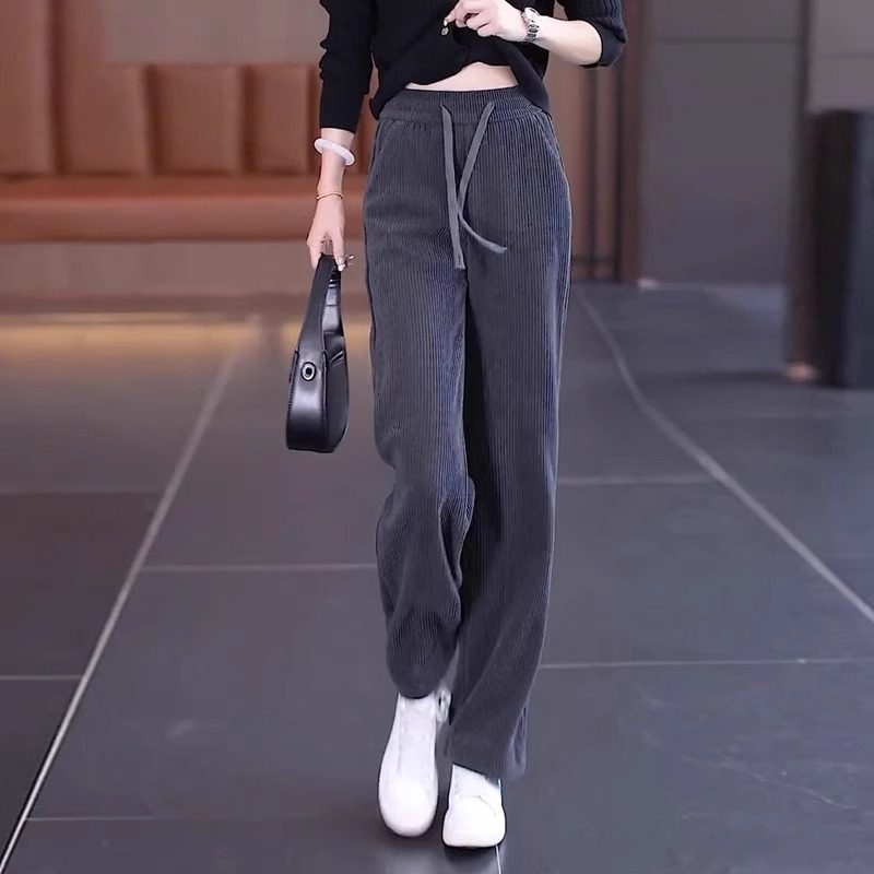 清仓捡漏休闲加绒加厚阔腿裤女秋冬新款宽松高腰窄版灯芯绒直筒裤,淘宝优惠券,粉丝福利购,淘宝优惠卷