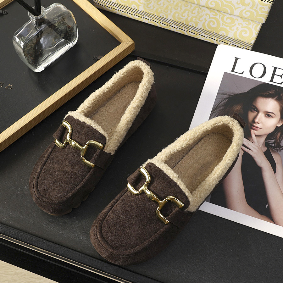 华子家 复古加绒勃肯鞋女外穿2025冬季新款豆豆鞋毛毛鞋棉鞋45293,淘宝优惠券,粉丝福利购,淘宝优惠卷