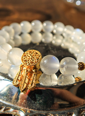 蓝光冻奶捕梦月光石水晶手链