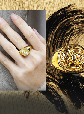 925纯银镀金大天使戒指