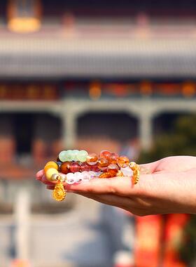 2026马年三合手链十二生肖天然水晶手串本命年吉祥男女蛇鸡牛新品