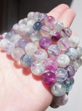 青紫羽石天然水晶腾蛇手链女