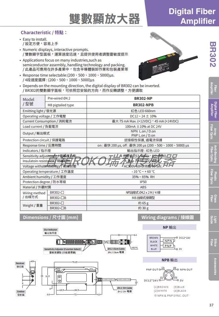 光纤放大器 FZ2-2N BR301-P BR302-NP  BR303-NP FZ1-KP2台湾力科 - 图2